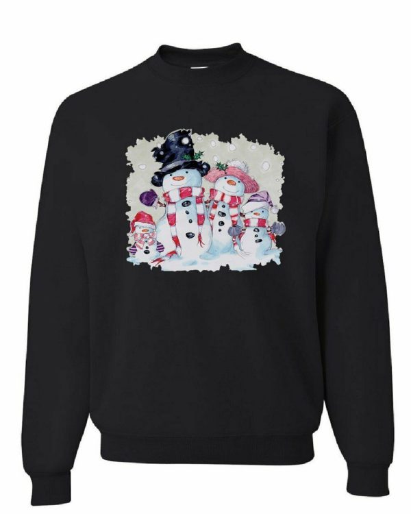 Merry Christmas Funny Snowman Family Sweatshirt Black S