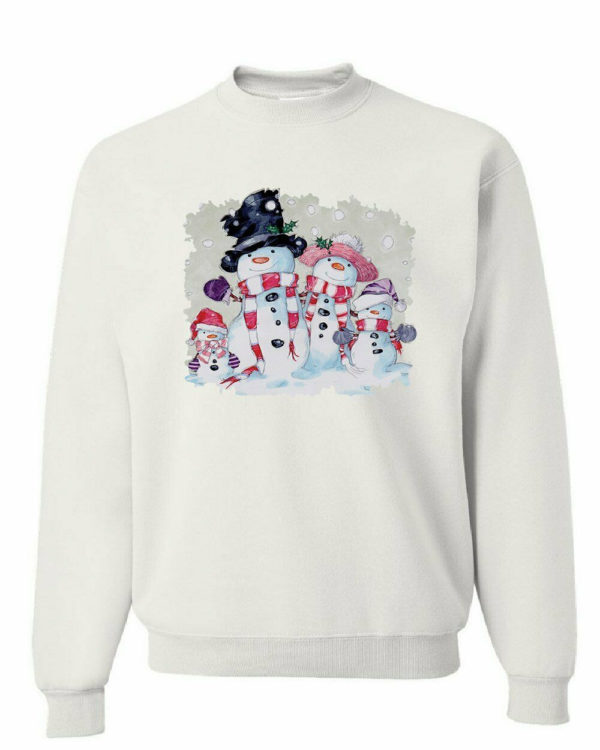 Merry Christmas Funny Snowman Family Sweatshirt White S
