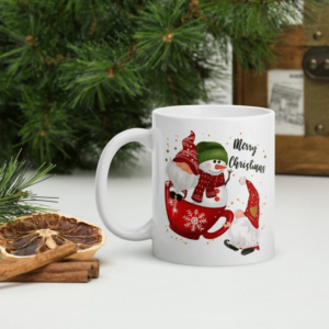 Merry Christmas Gnomes Ceramic Ugly Snowman Mug Mug 11oz White One Size