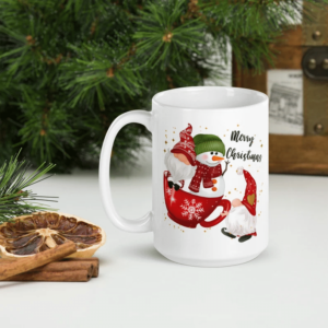 Merry Christmas Gnomes Ceramic Ugly Snowman Mug Mug 15oz White One Size