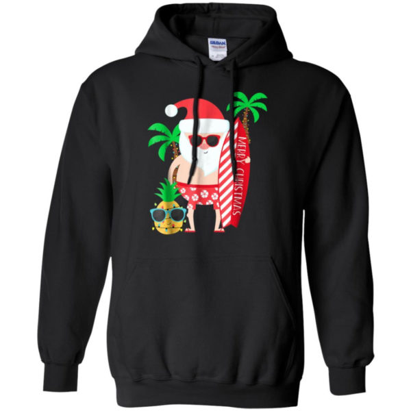 Merry Christmas Hawaii Surfing July Christmas Shirt Hoodie Black S