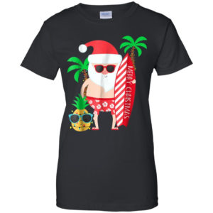 Merry Christmas Hawaii Surfing July Christmas Shirt Ladies T-Shirt Black S