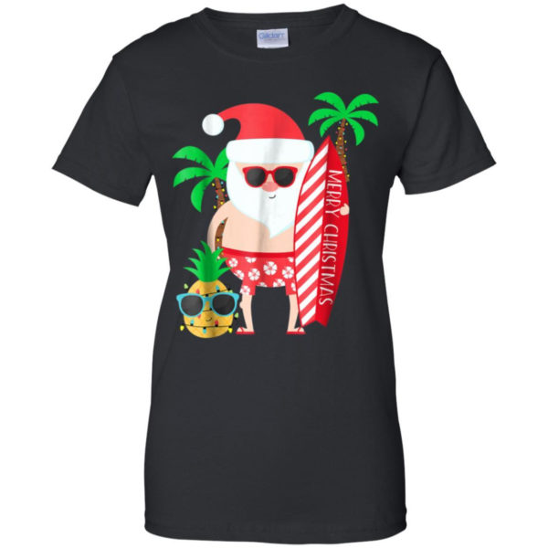 Merry Christmas Hawaii Surfing July Christmas Shirt Ladies T-Shirt Black S