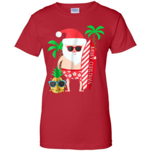 Merry Christmas Hawaii Surfing July Christmas Shirt Ladies T-Shirt Red S