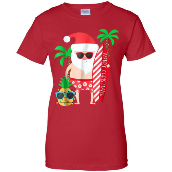 Merry Christmas Hawaii Surfing July Christmas Shirt Ladies T-Shirt Red S