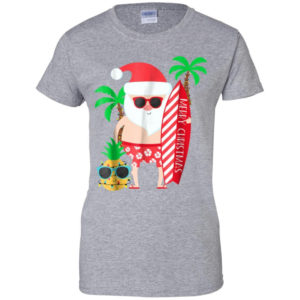 Merry Christmas Hawaii Surfing July Christmas Shirt Ladies T-Shirt Sport Grey S
