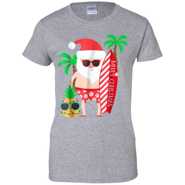 Merry Christmas Hawaii Surfing July Christmas Shirt Ladies T-Shirt Sport Grey S