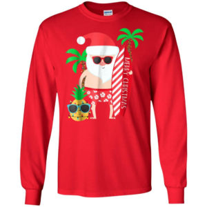 Merry Christmas Hawaii Surfing July Christmas Shirt Long Sleeve Red S