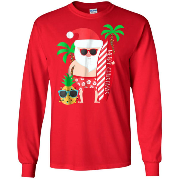 Merry Christmas Hawaii Surfing July Christmas Shirt Long Sleeve Red S