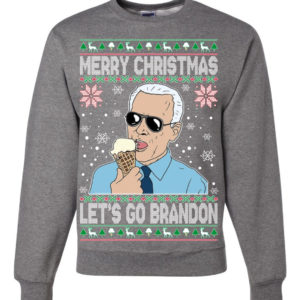 Merry Christmas Let's Go Brandon Ugly Christmas Sweatshirt Sweatshirt Dark Heather S