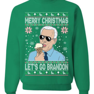 Merry Christmas Let's Go Brandon Ugly Christmas Sweatshirt Sweatshirt Green S