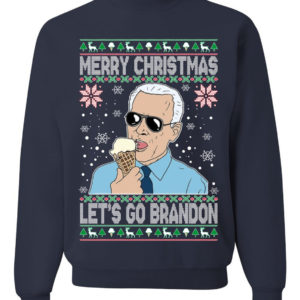 Merry Christmas Let's Go Brandon Ugly Christmas Sweatshirt Sweatshirt Navy S