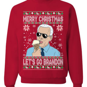 Merry Christmas Let's Go Brandon Ugly Christmas Sweatshirt Sweatshirt Red S