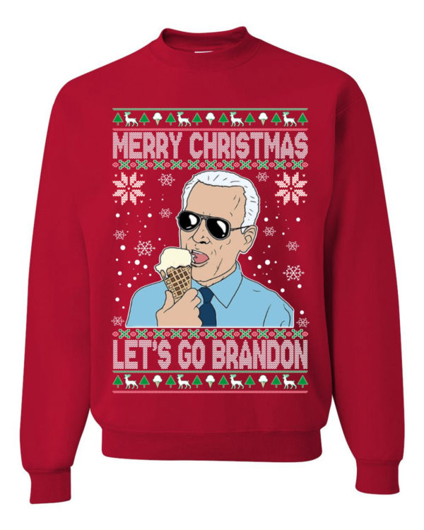 Merry Christmas Let's Go Brandon Ugly Christmas Sweatshirt Sweatshirt Red S