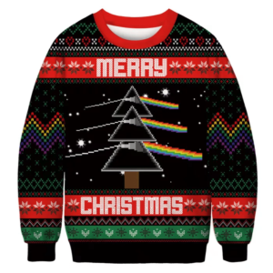Merry Christmas Pink Flord Christmas Tree Sweater AOP Sweater Black S