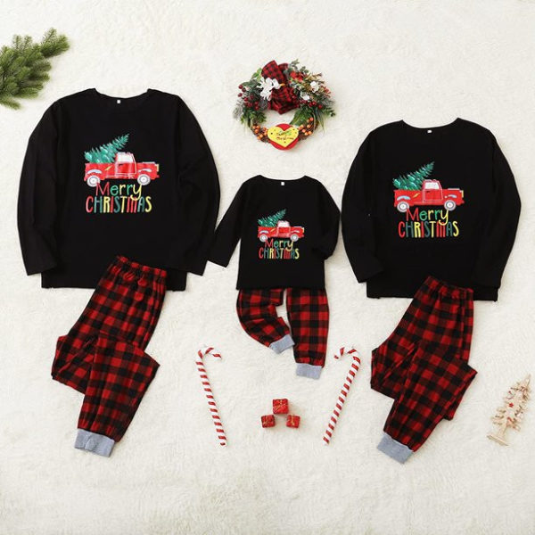 Merry Christmas Red Car Christmas Tree Pajamas Set product photo 3