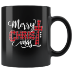 Merry Christmas Red Cross Coffee Mug Mug 11oz Black One Size