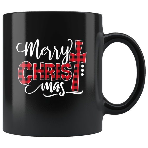 Merry Christmas Red Cross Coffee Mug Mug 11oz Black One Size