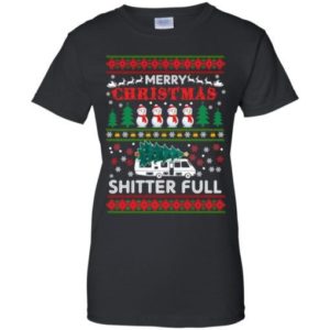 Merry Christmas Shitters Full Snowman Christmas Shirt Ladies T-Shirt Black XS