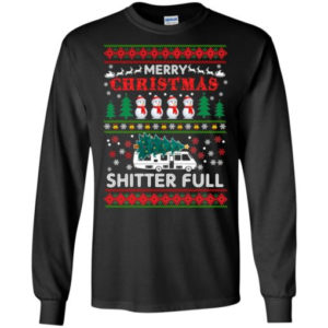 Merry Christmas Shitters Full Snowman Christmas Shirt Long Sleeve Black S