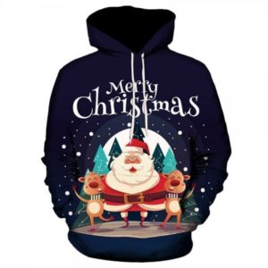 Merry Christmas Ugly Santa And Rudolf Christmas 3D Hoodie 3D Hoodie Navy S