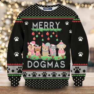 Merry Dogmas Dog lover Christmas Sweater AOP Sweater Black S