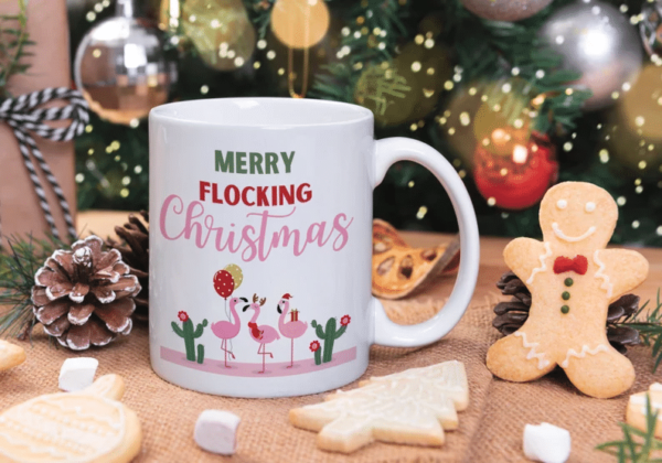 Merry Flocking Christmas Flamingo Coffee Mug Mug 11oz White One Size