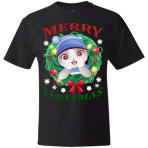 Merry Fluffmas Christmas Gift Fluffmas Cat T-Shirt Unisex T-Shirt Black S