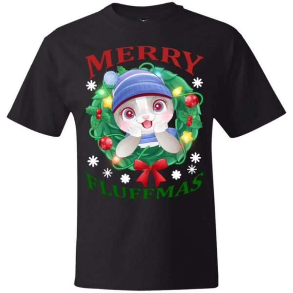 Merry Fluffmas Christmas Gift Fluffmas Cat T-Shirt Unisex T-Shirt Black S