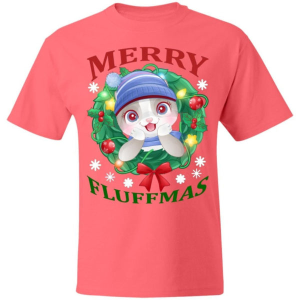 Merry Fluffmas Christmas Gift Fluffmas Cat T-Shirt Unisex T-Shirt Coral S