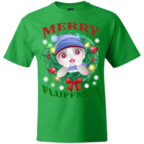 Merry Fluffmas Christmas Gift Fluffmas Cat T-Shirt Unisex T-Shirt Green S