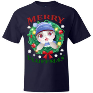 Merry Fluffmas Christmas Gift Fluffmas Cat T-Shirt Unisex T-Shirt Navy S