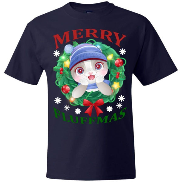 Merry Fluffmas Christmas Gift Fluffmas Cat T-Shirt Unisex T-Shirt Navy S