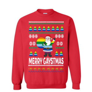 Merry Gaystmas Ugly Santa Christmas Sweatshirt Sweatshirt Red S