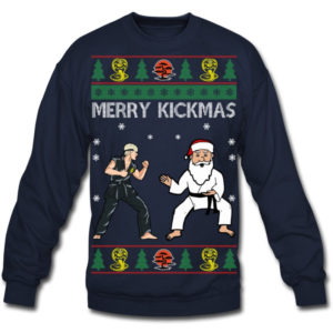 Merry Kickmas Karate Santa Ugly Christmas Sweatshirt Sweatshirt Navy S