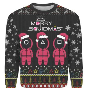 Merry Squidmas Squid Game Lover Christmas Sweater AOP Sweater Black S
