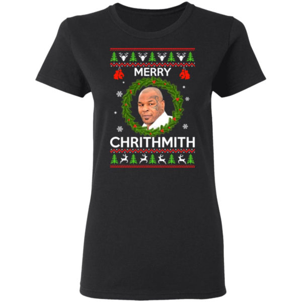 Mike Tyson Merry Chritmith Christmas Sweatshirt Gildan Ladies T-Shirt Black S