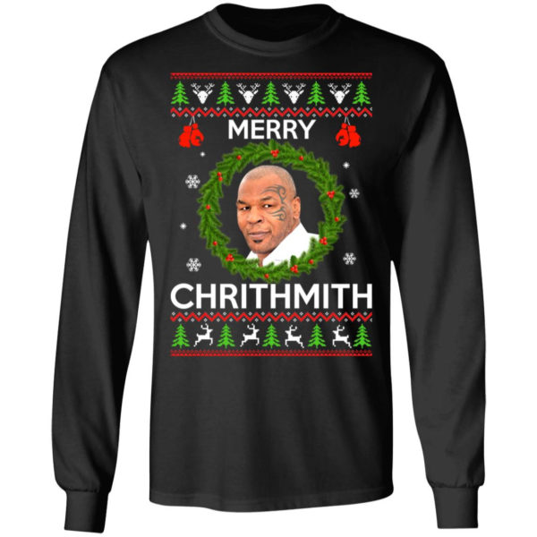 Mike Tyson Merry Chritmith Christmas Sweatshirt Gildan LS T-Shirt Black S