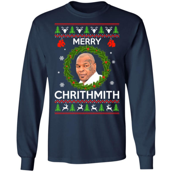 Mike Tyson Merry Chritmith Christmas Sweatshirt Gildan LS T-Shirt Navy S