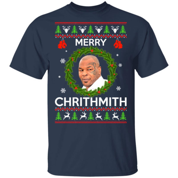Mike Tyson Merry Chritmith Christmas Sweatshirt Gildan Unisex T-Shirt Navy S