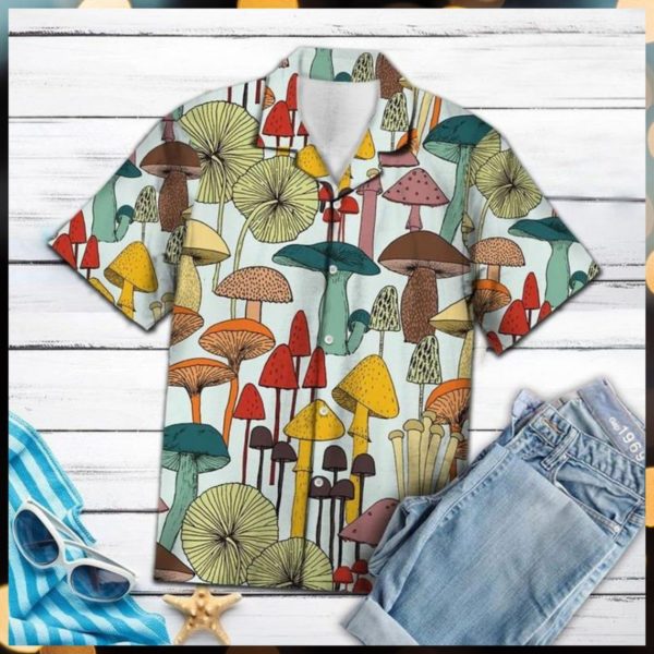 Mushroom Tropical Hawaiian Shirt Short Sleeve Hawaiian Shirt Sport Grey S