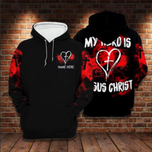 My Hero Is Jesus Christ Heart All Over Print 3D Shirt 3D Hoodie Black S