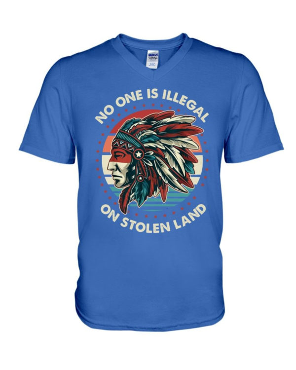 No One Is Illegal On Stolen Land Shirt V-Neck T-Shirt Royal Blue S