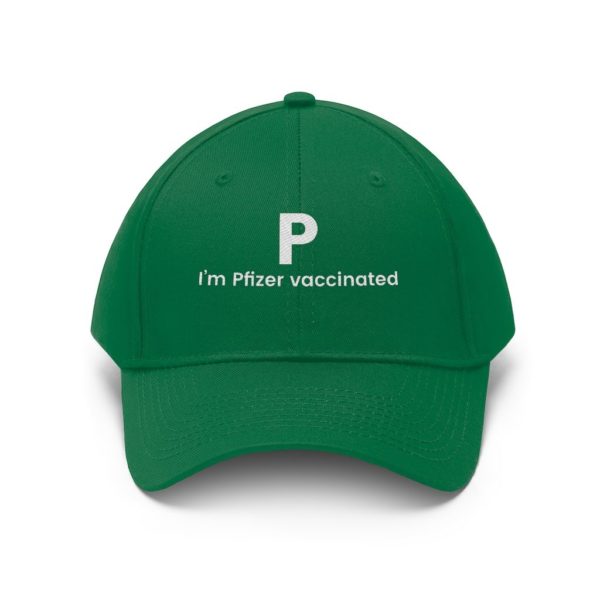 P I’m Pfizer Vaccinated Twill Hat, Cap Kelly Green One size