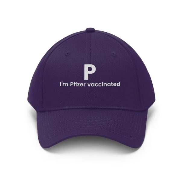 P I’m Pfizer Vaccinated Twill Hat, Cap Purple One size
