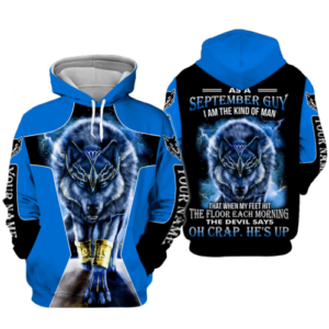 Personalized Wolf September Guy A Kind Of Man All Over Print 3D Hoodie 3D Hoodie Blue S