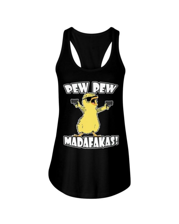 Pew Pew Madafakas Chicken Shirt Ladies Flowy Tank Black S