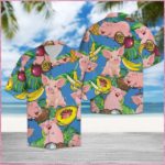 Pig Love Fruit Hawaii Shirt Short Sleeve Hawaiian Shirt Light Blue S
