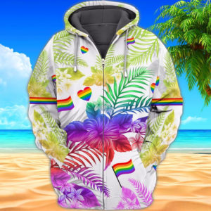Pride Purple Flower Flag Colors 3D Shirt 3D Zip Hoodie Purple S