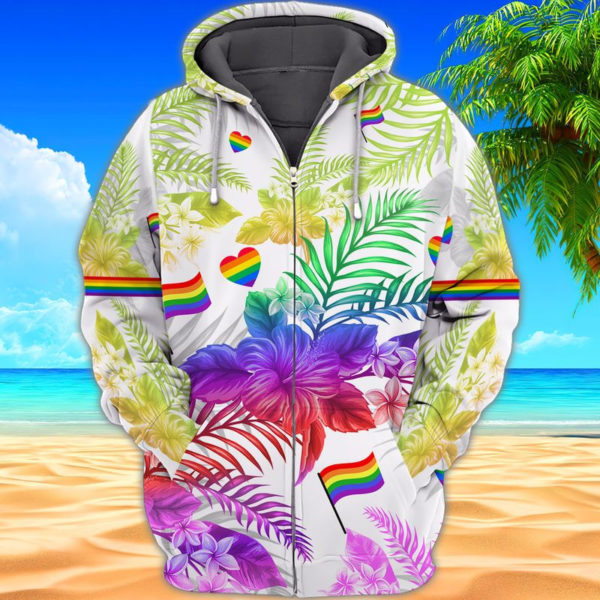 Pride Purple Flower Flag Colors 3D Shirt 3D Zip Hoodie Purple S